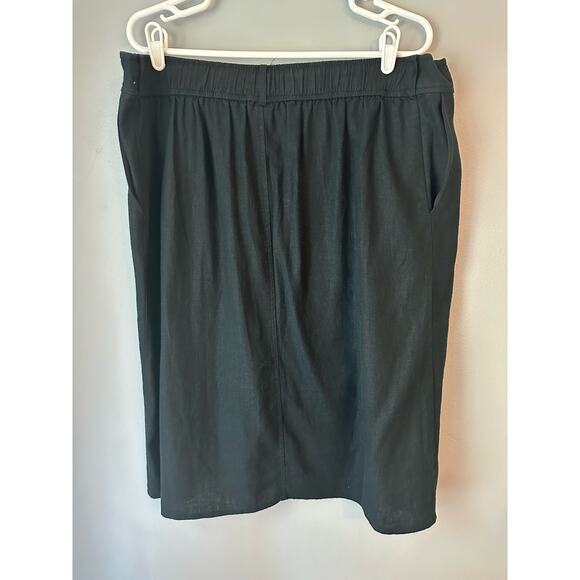Women's Plus Linen Blend Midi Wrap Skirt - Ava & Viv Black Size 1X - Picture 2 of 6
